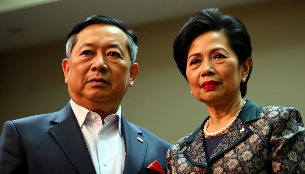 A portrait of President Prabowo and the Minister of Social Affairs, captured in a thoughtful and dignified pose. The two leaders stand side by side, their expressions conveying a sense of purpose and determination. Prabowo, in a crisp suit, exudes an air of authority, while the Minister, dressed in a formal ensemble, projects an aura of compassion. The lighting is soft and even, highlighting the gravity of the moment. The background is blurred, keeping the focus on the central figures and the gravity of their roles in the upcoming People's School initiative. The overall mood is one of collaborative leadership, with the two officials embodying the spirit of public service. A portrait of President Prabowo and the Minister of Social Affairs, captured in a thoughtful and dignified pose. The two leaders stand side by side, their expressions conveying a sense of purpose and determination. Prabowo, in a crisp suit, exudes an air of authority, while the Minister, dressed in a formal ensemble, projects an aura of compassion. The lighting is soft and even, highlighting the gravity of the moment. The background is blurred, keeping the focus on the central figures and the gravity of their roles in the upcoming People's School initiative. The overall mood is one of collaborative leadership, with the two officials embodying the spirit of public service.