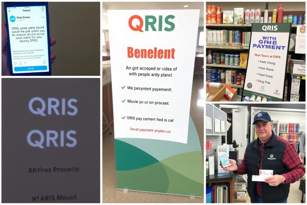 Contoh promosi QRIS di media sosial dan di lokasi UMKM Contoh promosi QRIS di media sosial dan di lokasi UMKM