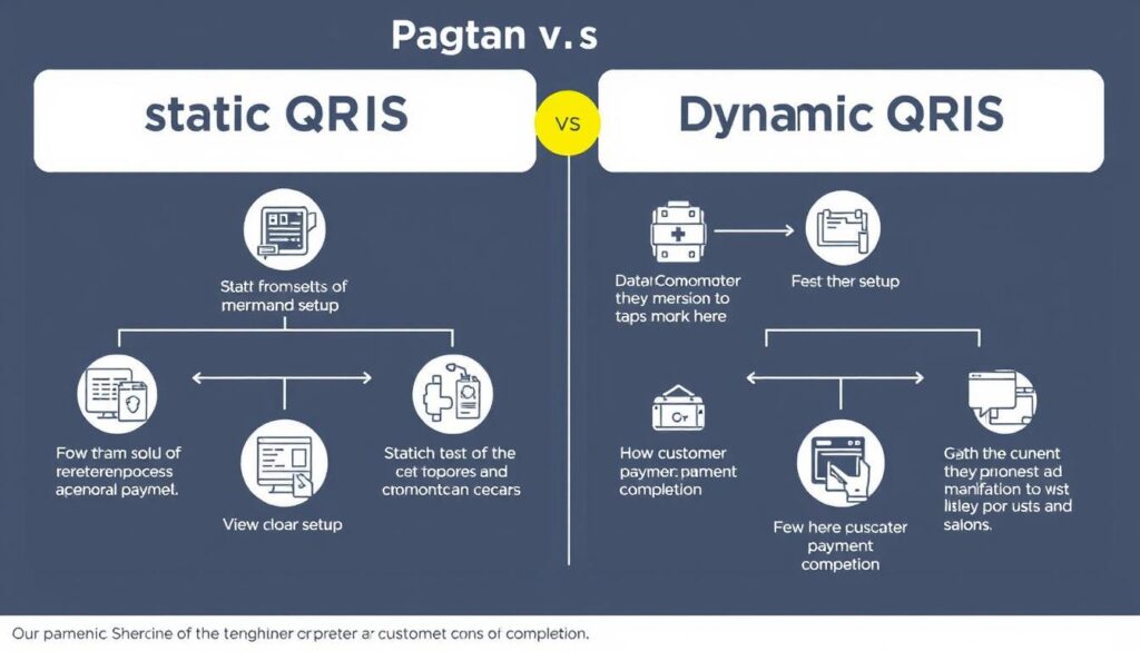 Ilustrasi perbedaan cara kerja QRIS Statis dan QRIS Dinamis dalam alur pembayaran Ilustrasi perbedaan cara kerja QRIS Statis dan QRIS Dinamis dalam alur pembayaran