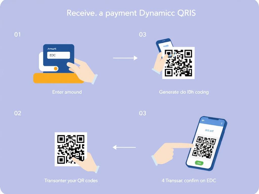 Langkah-langkah menerima pembayaran dengan QRIS Dinamis menggunakan mesin EDC Langkah-langkah menerima pembayaran dengan QRIS Dinamis menggunakan mesin EDC